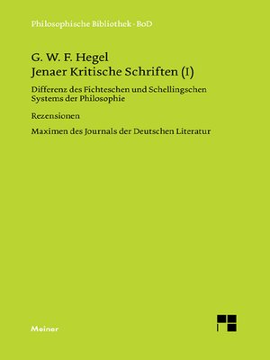 cover image of Jenaer Kritische Schriften (I)